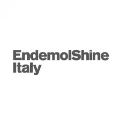 Il logo della casa di produzione EndemolShine Italy in bianco e nero