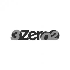 Il logo di 3zero2 tv casa di produzione in bianco e nero