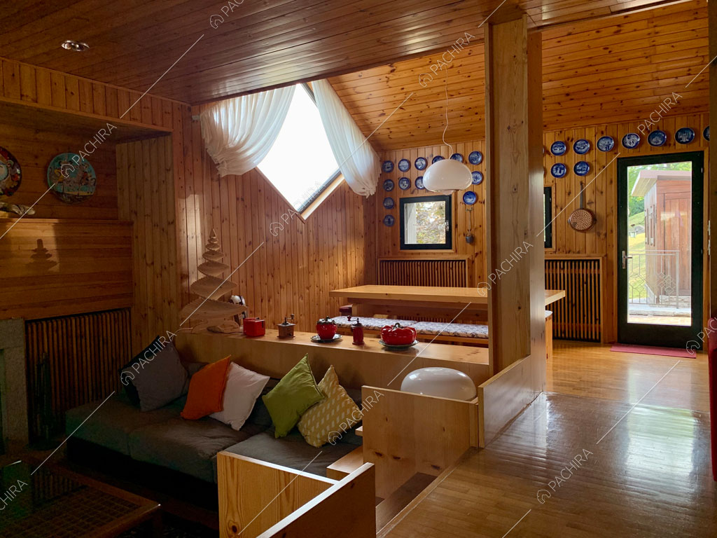 Salotto dello chalet Bulbine, location in stile moderno a Belluno