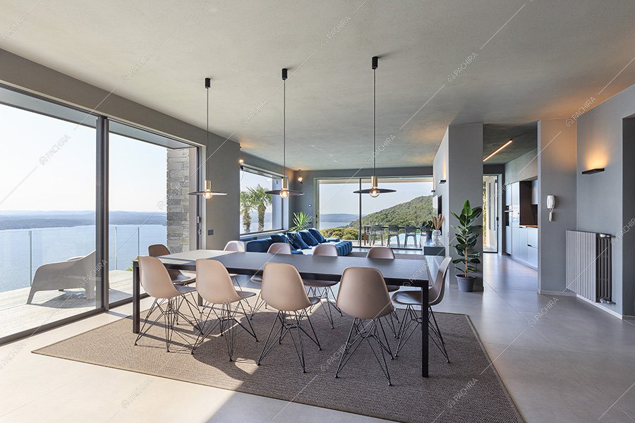 Sala della villa moderna Cleome, location per shooting a Verbania