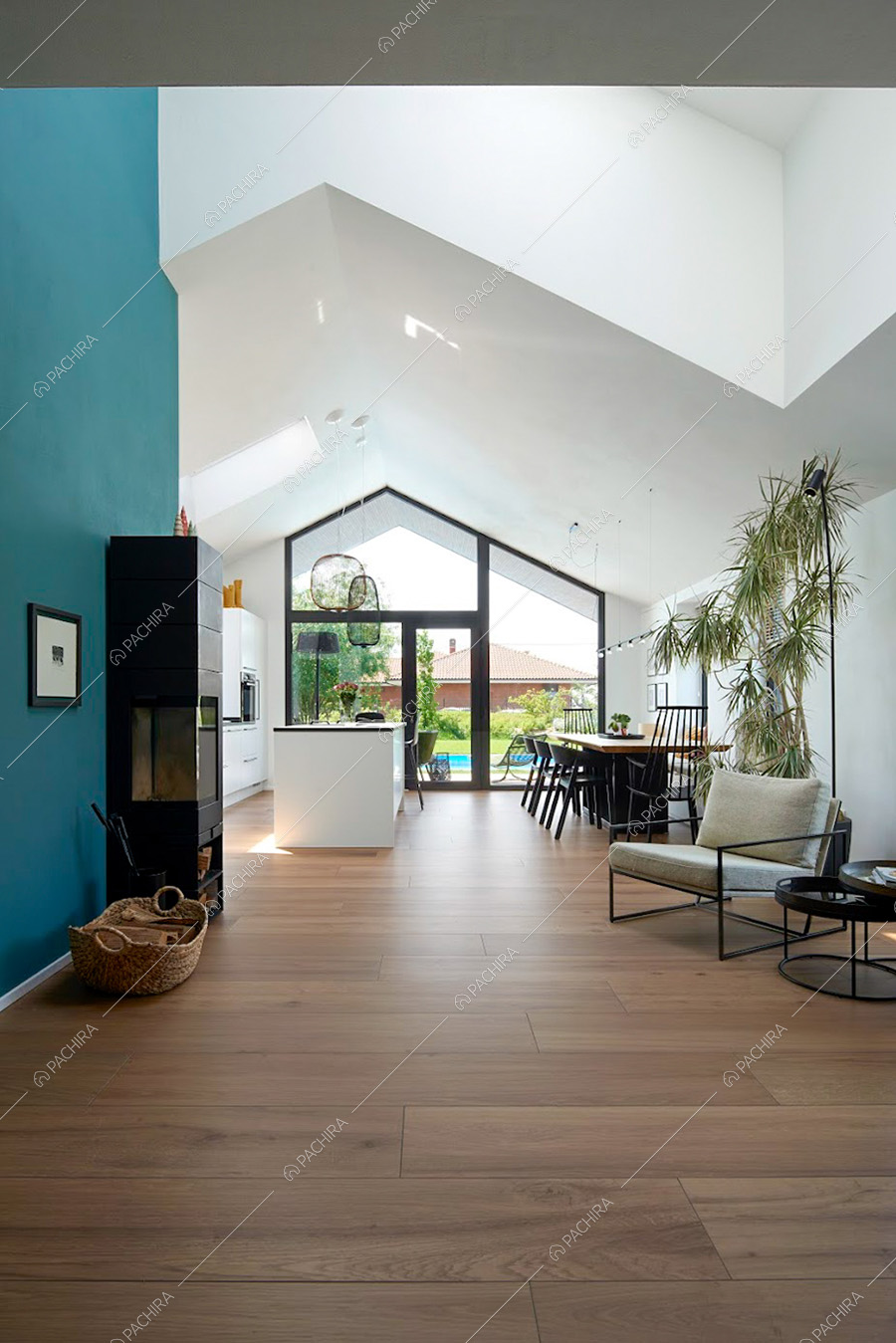 Zona living della villa Corso, location moderna per shooting a Torino