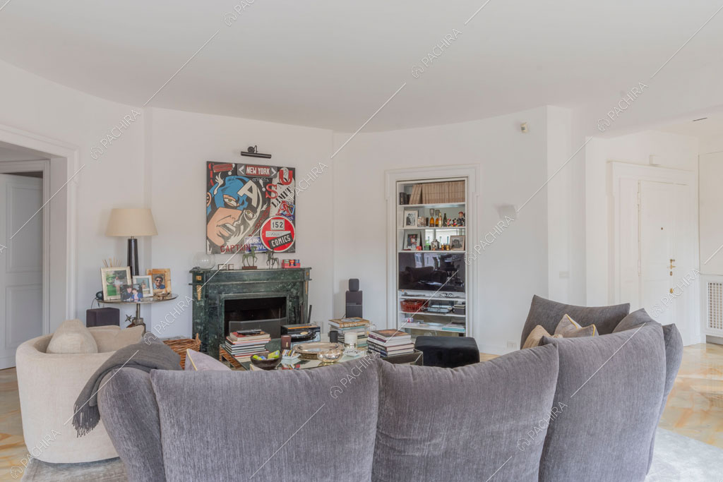 Zona living dell'appartamento Mizuna, location in stile contemporaneo a Roma