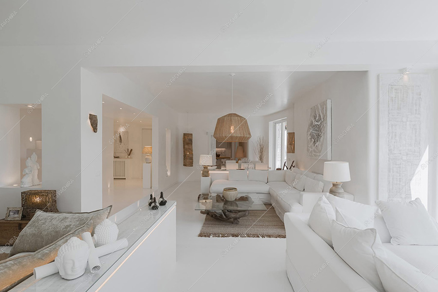 Salotto dell'appartamento Pansy, location moderna per shooting a Roma