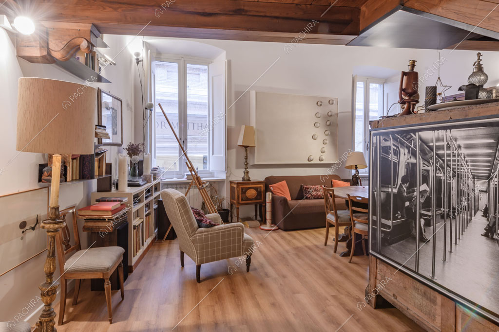 Salotto del loft Rooibois, location in stile moderno per shooting a Roma