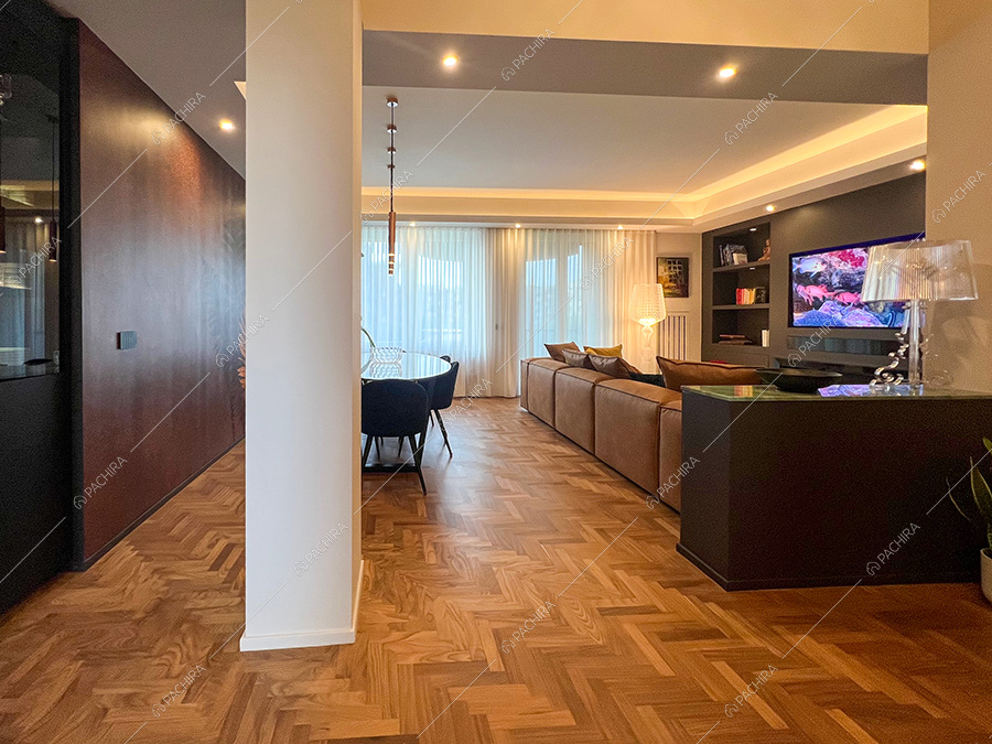 Zona living dell'appartamento Morganite, location in stile contemporaneo per shooting a Milano