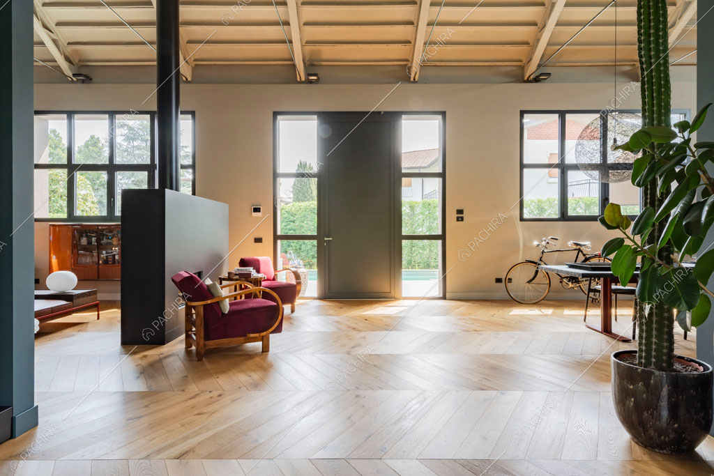 Zona living del loft Danubio, location in stile contemporaneo a Brescia