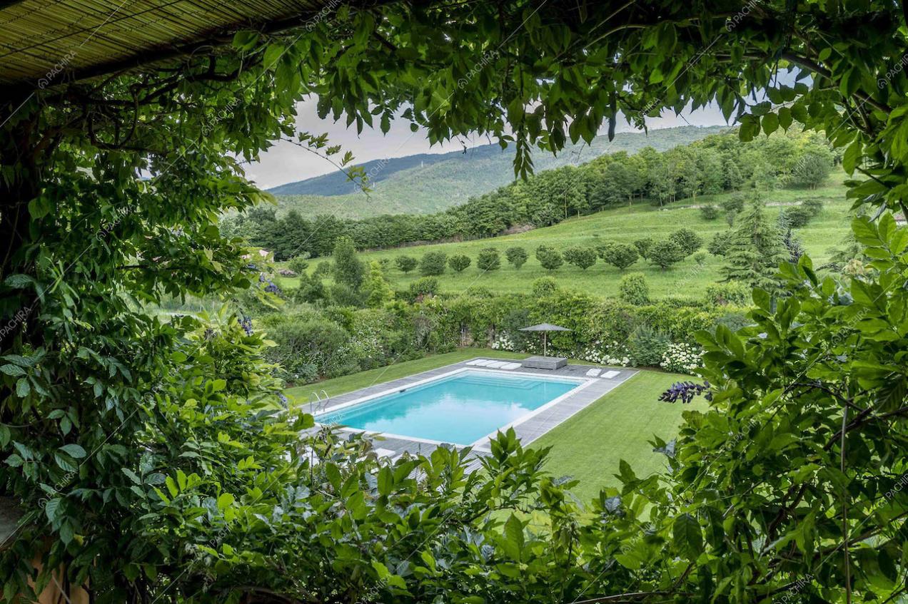 Piscina con scaletta in giardino