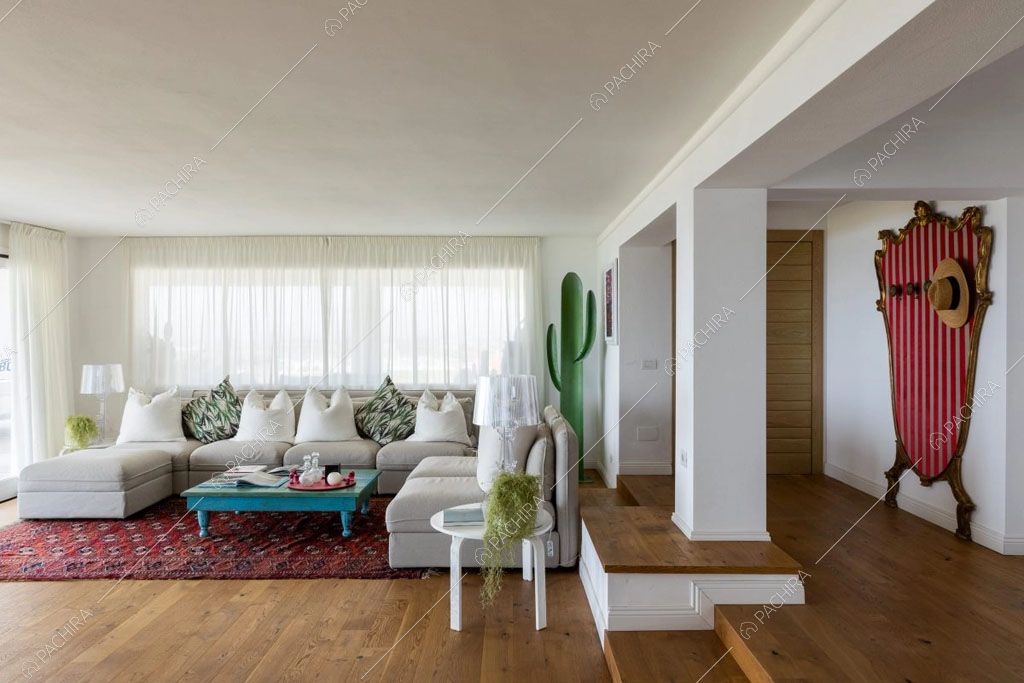 Luminoso salotto della villa Karoo, location in stile moderno a Siracusa