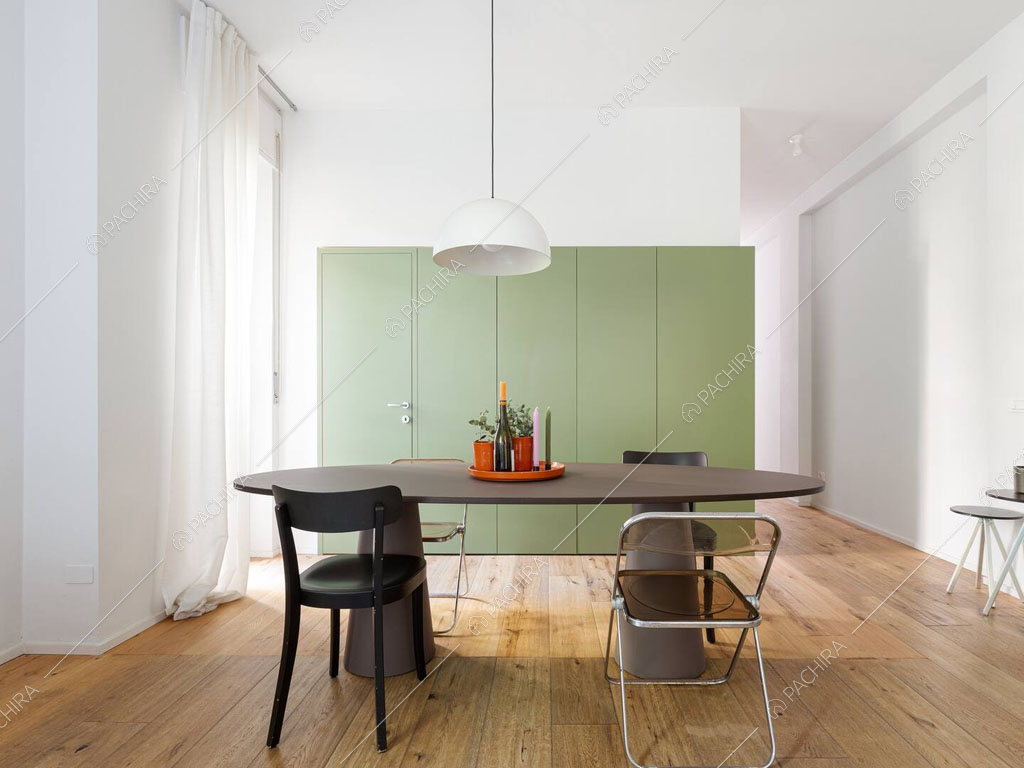 Sala da pranzo dell'appartamento Robinia, location in stile contemporaneo a Milano