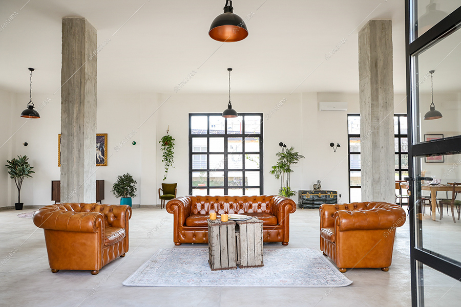 Salone del loft Piroxene, location in stile industriale a Napoli