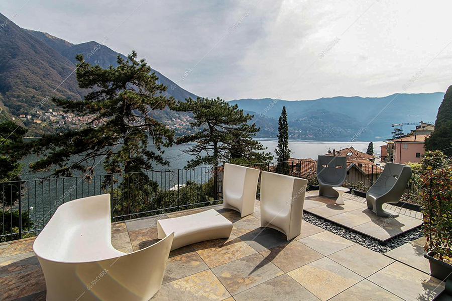 Terrazza vista lago della villa Rangipo, location moderna per shooting a Como