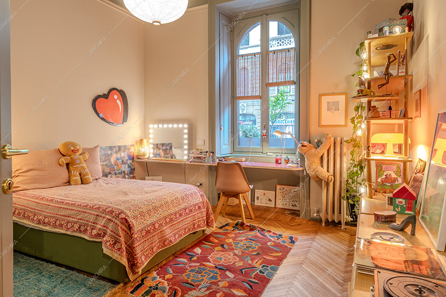 Camera da letto dell'appartamento Buganvilla, location in stile moderno a Milano