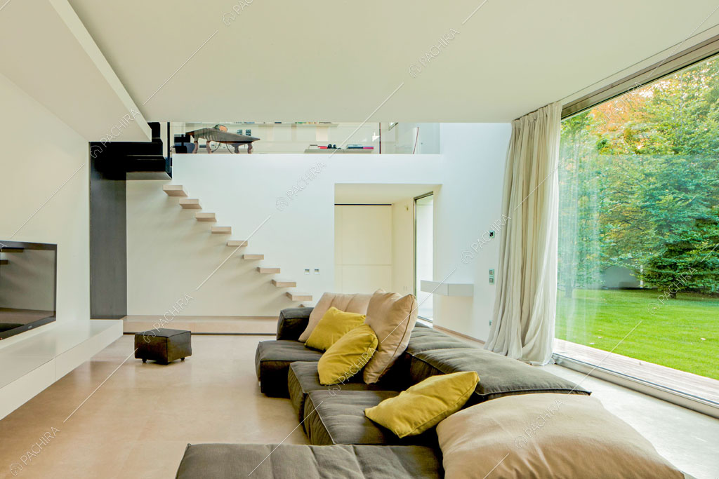 Zona living della villa Meru, location in stile contemporaneo a Padova