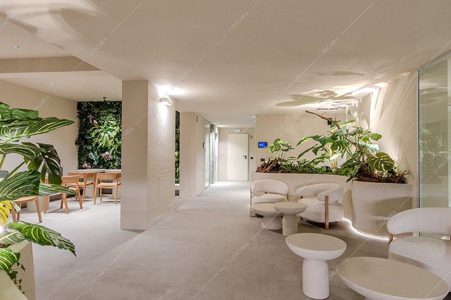 Zona ristoro dell'espositivo Tatra, location in stile contemporaneo a Milano