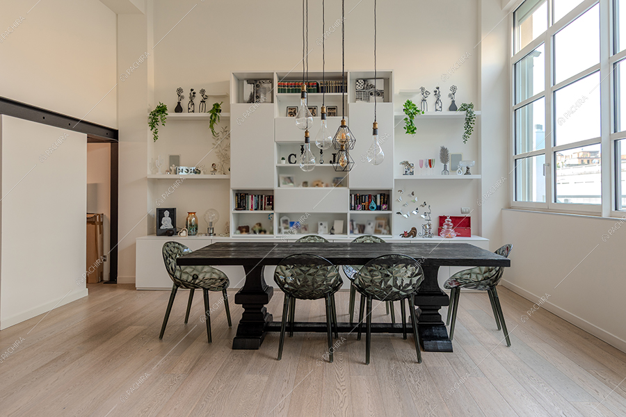 Sala da pranzo del loft Vanadio, location in stile moderno a Milano